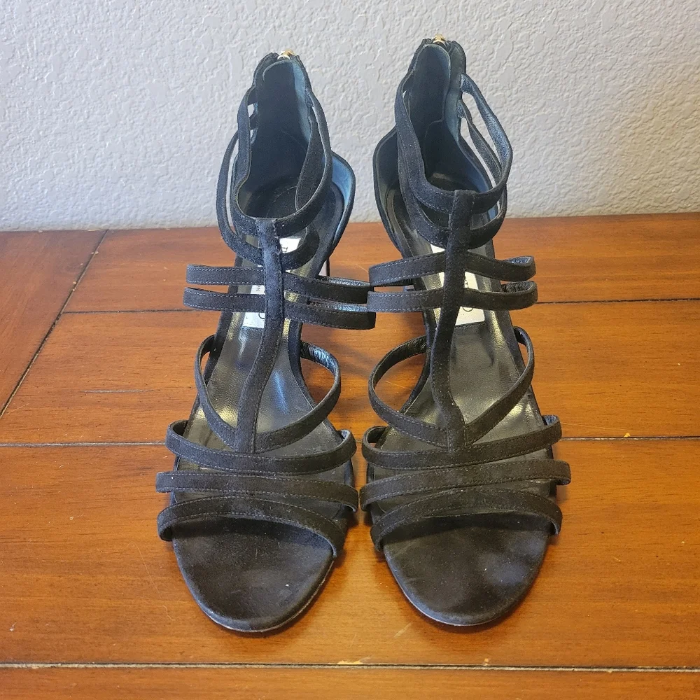 Jimmy Choo Black Selina 85 Suede Strappy Sandals